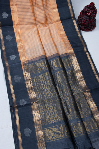 Kuppadam Saree - Light Cream Black Border Texture -(SA-162) - Dakshin Weaves Kuppadam Saree - Light Cream Black Border Texture -(SA-162) - Dakshin Weaves