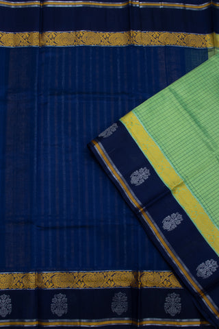 Kuppadam Saree - Light Grean Blue Border Texture -(SA-153) - Dakshin Weaves