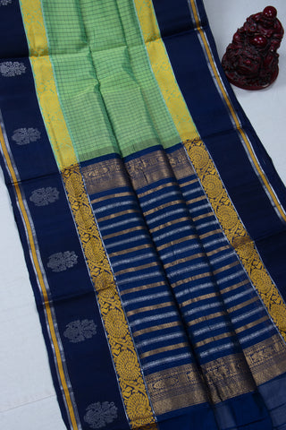Kuppadam Saree - Light Grean Blue Border Texture -(SA-153) - Dakshin Weaves