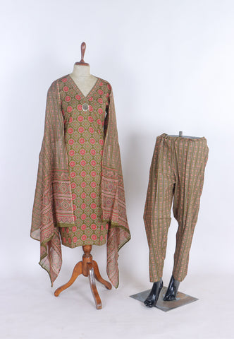 Cotton Kurtis with White and Brown Colour -(SA-744)