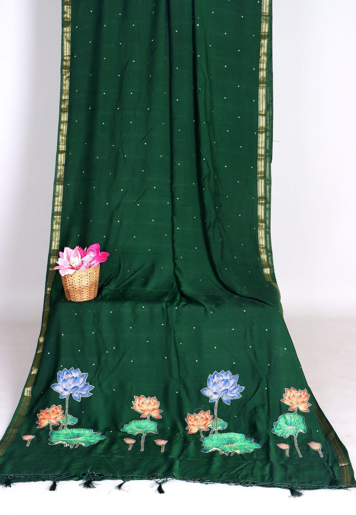 RUBY SILK APPLIQUE WORK SAREE