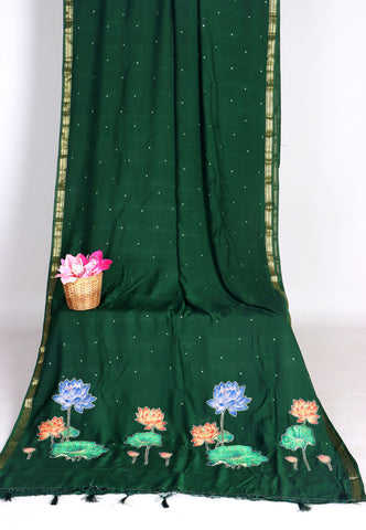 RUBY SILK APPLIQUE WORK SAREE