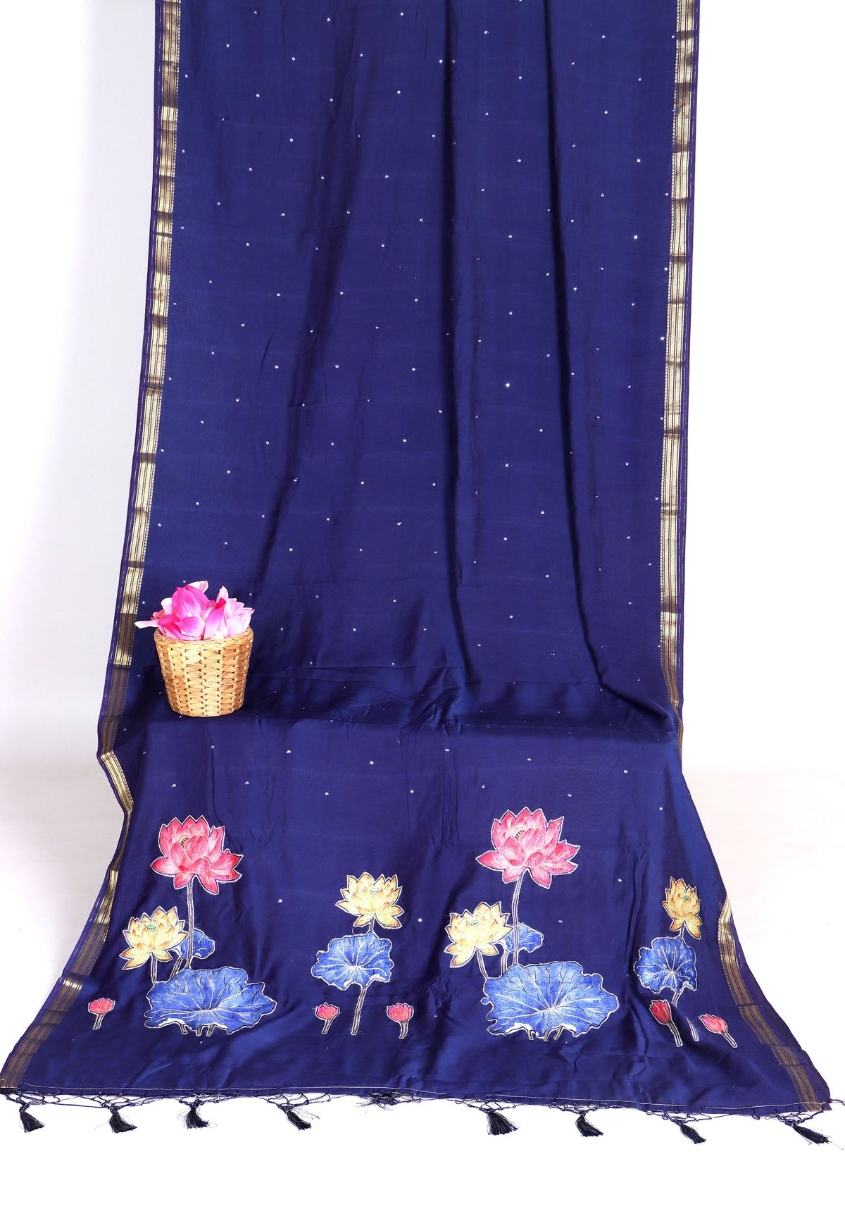 RUBY SILK APPLIQUE WORK SAREE