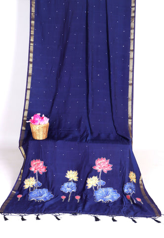 RUBY SILK APPLIQUE WORK SAREE