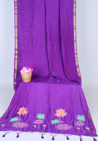 RUBY SILK APPLIQUE WORK SAREE