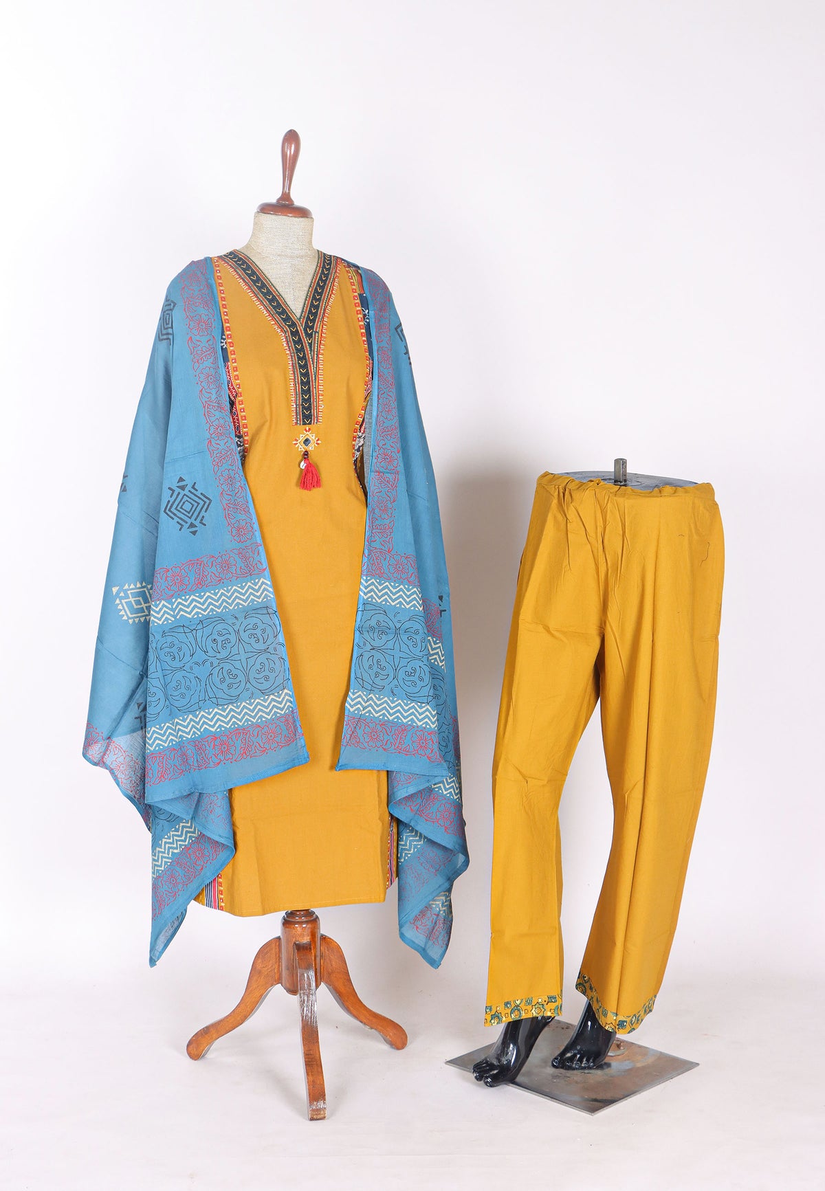 Cotton Kurtis with White and Yellow Colour -(SA-755)
