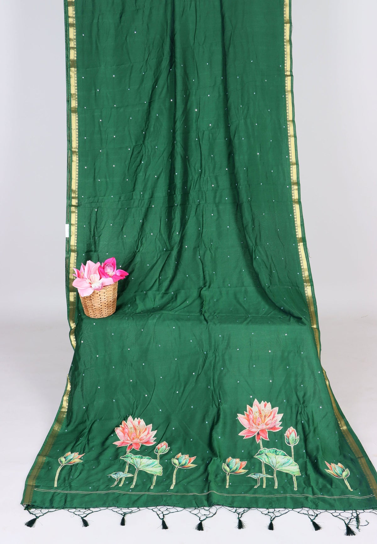 RUBY SILK APPLIQUE WORK SAREE