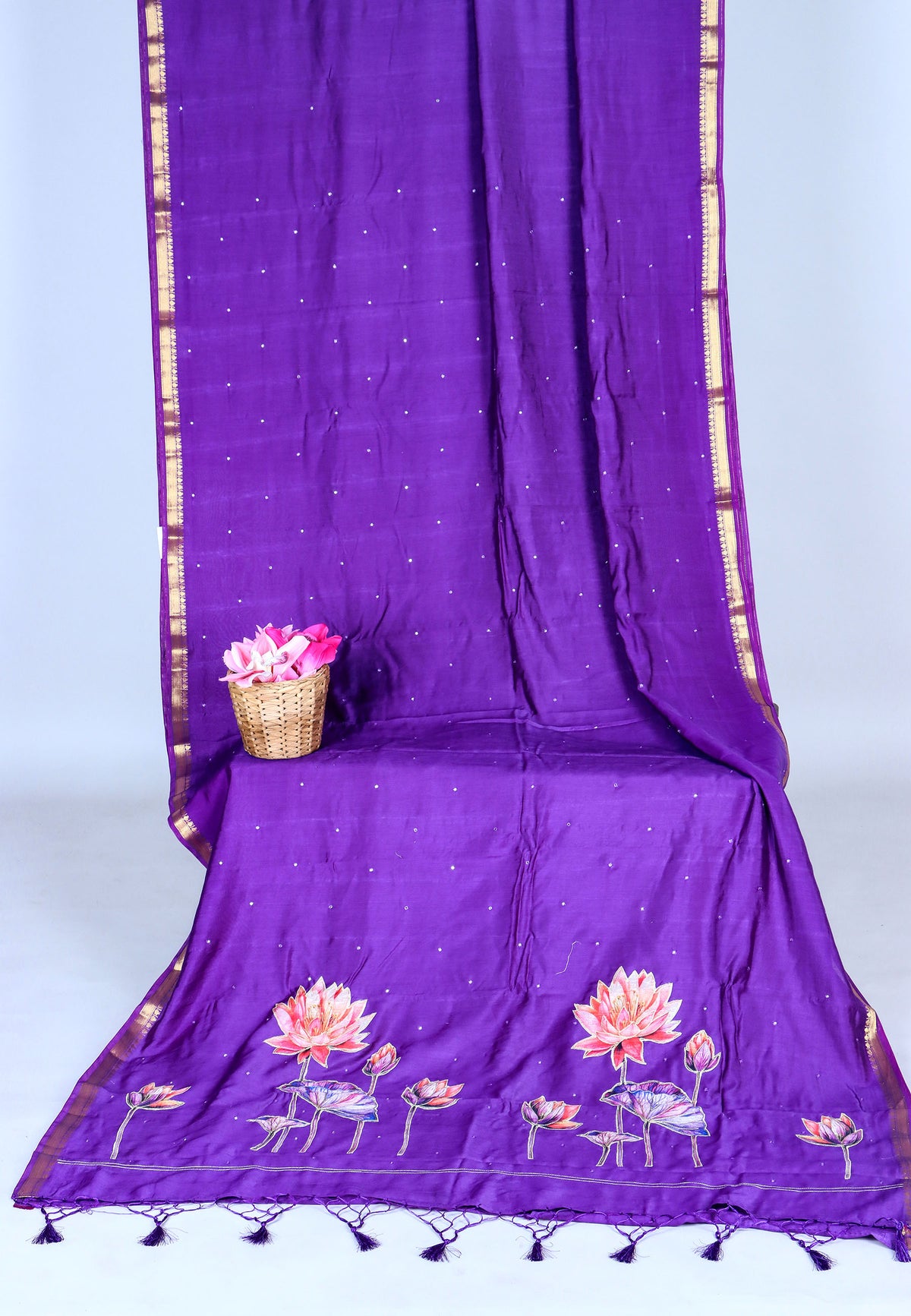 RUBY SILK APPLIQUE WORK SAREE