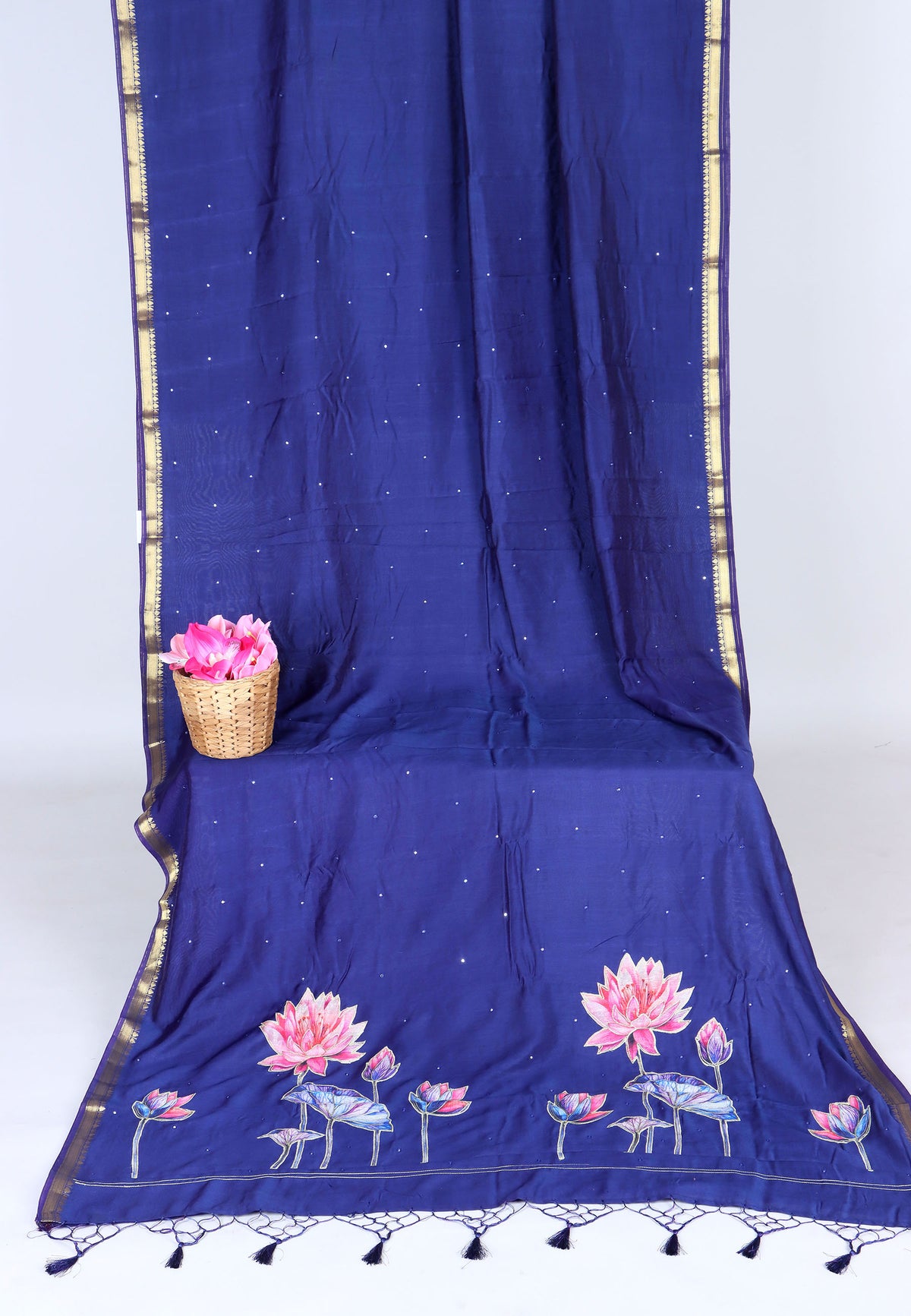 RUBY SILK APPLIQUE WORK SAREE