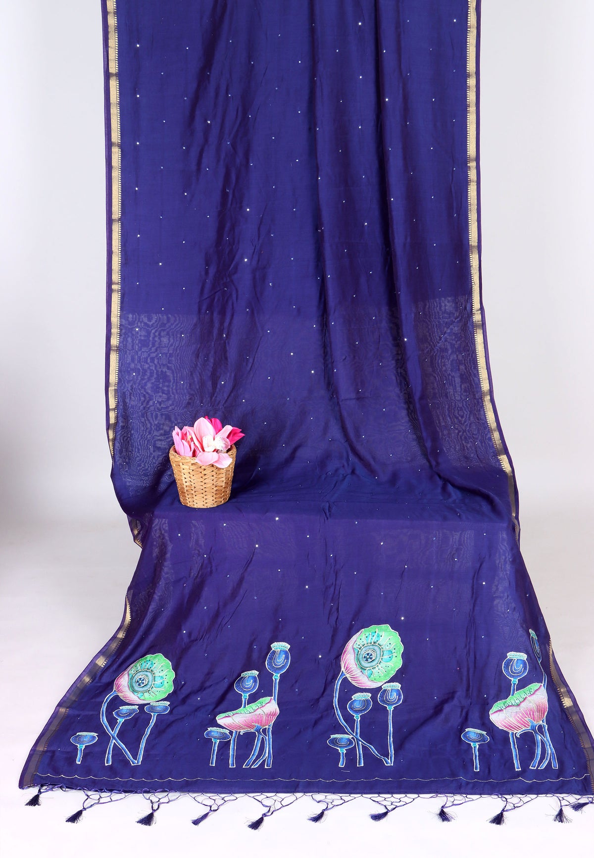 RUBY SILK APPLIQUE WORK SAREE