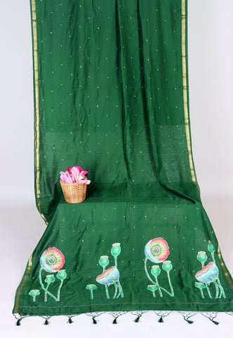 RUBY SILK APPLIQUE WORK SAREE