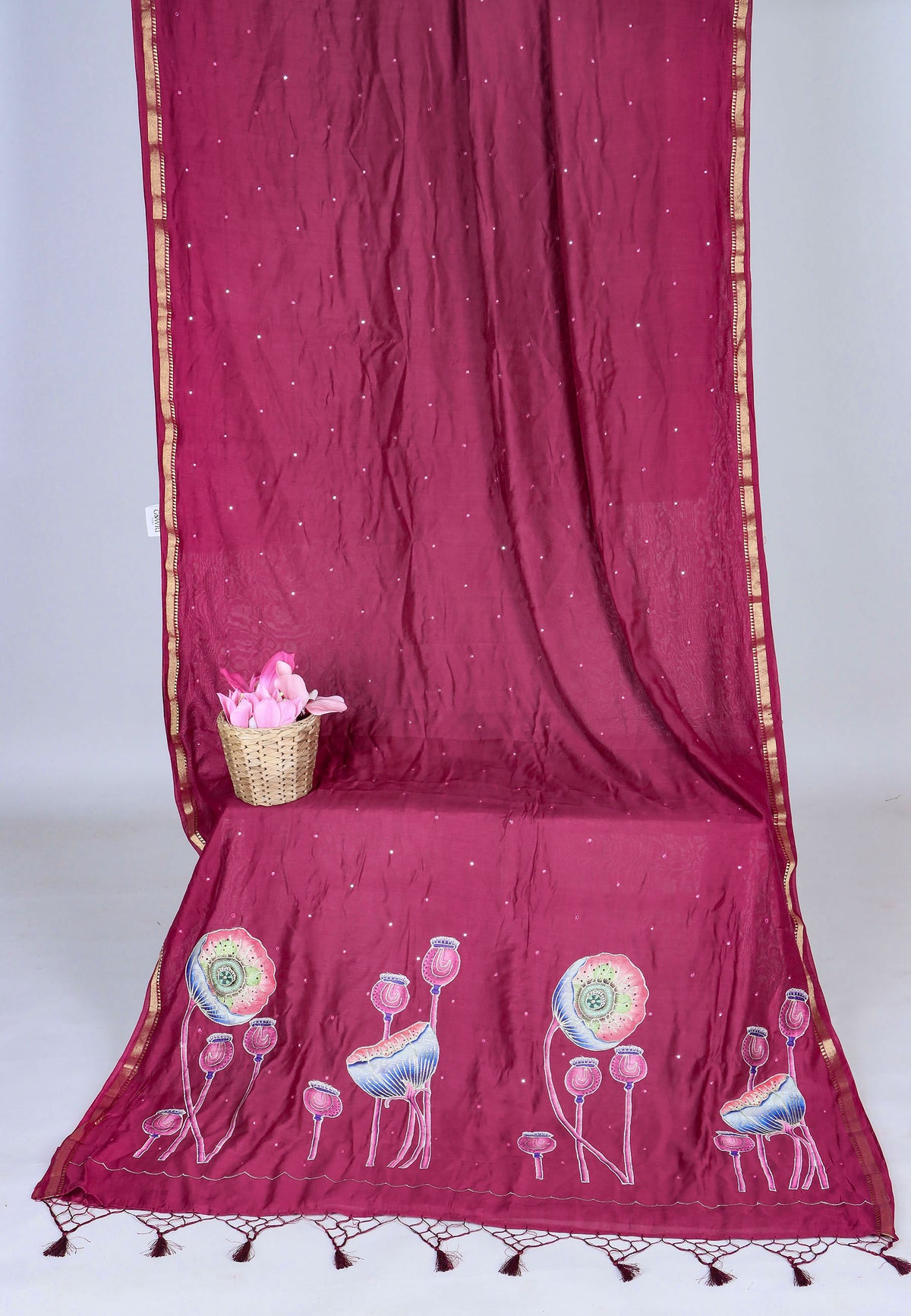 RUBY SILK APPLIQUE WORK SAREE