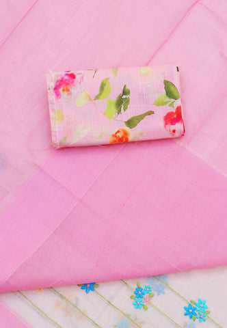 Kollam Katari Khadi With  Pink Collur and Border with Pink Shade - (SA-241)