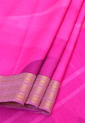 Mangalagiri cotton saree with Pink colour and Border with Gold shade (SA-550)