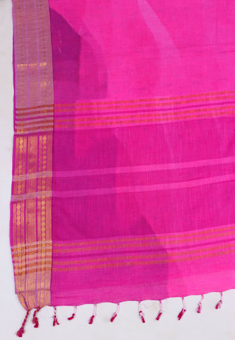 Mangalagiri cotton saree with Pink colour and Border with Gold shade (SA-550)