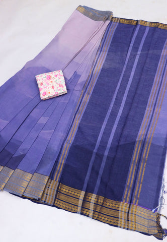 Mangalagiri cotton saree with Blue colour and Border with Gold shade(SA-549)
