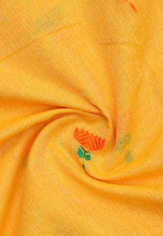 Kollam Buta Saree With Yellow Colour and Border with Gray Shade-(SA-554)