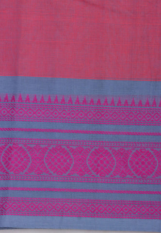 Kollam Buta Saree With Light Orange Colour and Border with Gray Shade-(SA-555)