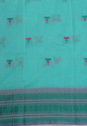 Kollam Buta Saree With Green Colour and Border with Gray Shade-(SA-553)