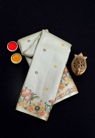 Handlooms Bridal Saree with Stripes and with Temple Border-(SA-461)
