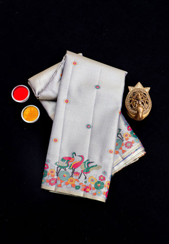 Handlooms Bridal Saree with Stripes and with Temple Border-(SA-464)