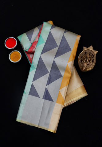 Handlooms Bridal Saree with Stripes and with Temple Border-(SA-469)