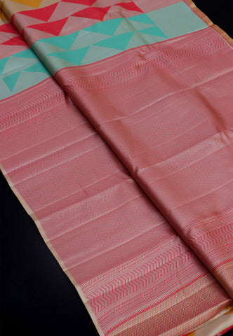 Handlooms Bridal Saree with Stripes and with Temple Border-(SA-469)