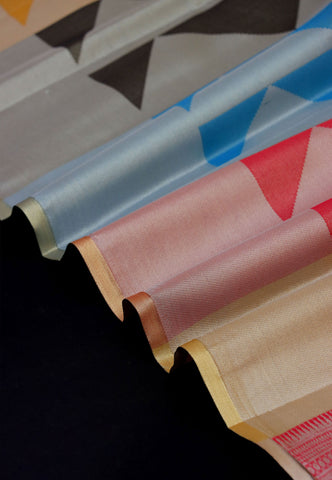 Handlooms Bridal Saree with Stripes and with Temple Border-(SA-467)