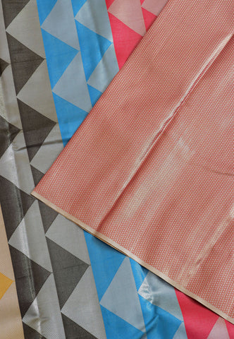 Handlooms Bridal Saree with Stripes and with Temple Border-(SA-465)