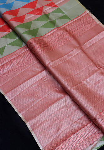 Handlooms Bridal Saree with Stripes and with Temple Border-(SA-466)