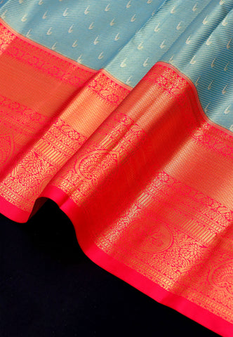 Handlooms Bridal Saree with Stripes and with Temple Border-(SA-470)