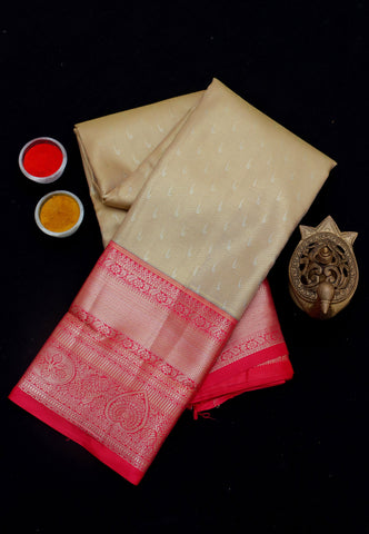 Handlooms Bridal Saree with Stripes and with Temple Border-(SA-474)