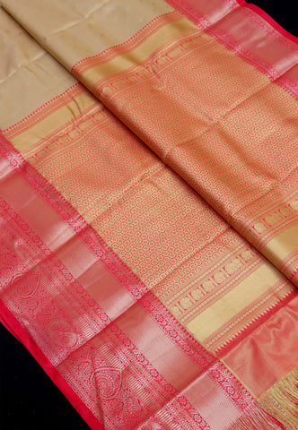 Handlooms Bridal Saree with Stripes and with Temple Border-(SA-474)
