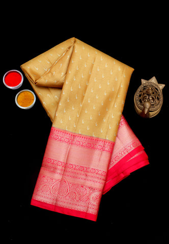 Handlooms Bridal Saree with Stripes and with Temple Border-(SA-472)