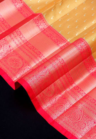 Handlooms Bridal Saree with Stripes and with Temple Border-(SA-472)