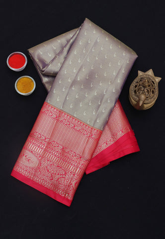 Handlooms Bridal Saree with Stripes and with Temple Border-(SA-473)