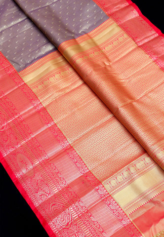 Handlooms Bridal Saree with Stripes and with Temple Border-(SA-473)
