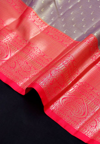 Handlooms Bridal Saree with Stripes and with Temple Border-(SA-473)