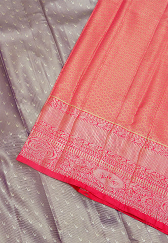 Handlooms Bridal Saree with Stripes and with Temple Border-(SA-473)