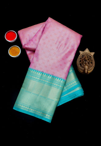 Handlooms Bridal Saree with Stripes and with Temple Border-(SA-476)