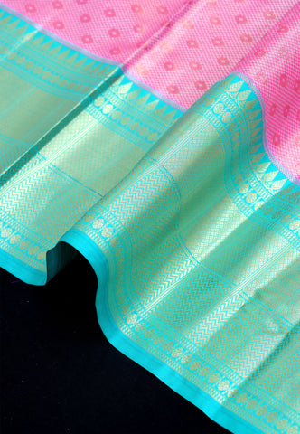 Handlooms Bridal Saree with Stripes and with Temple Border-(SA-476)