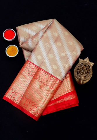 Handlooms Bridal Saree with Stripes and with Temple Border-(SA-480)