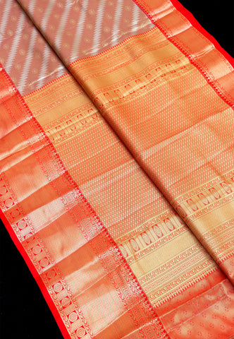 Handlooms Bridal Saree with Stripes and with Temple Border-(SA-480)