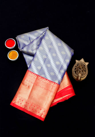 Handlooms Bridal Saree with Stripes and with Temple Border-(SA-515)