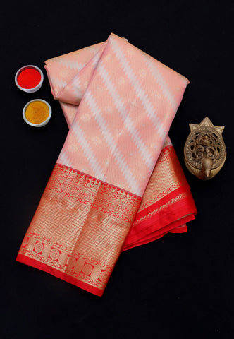 Handlooms Bridal Saree with Stripes and with Temple Border-(SA-481)