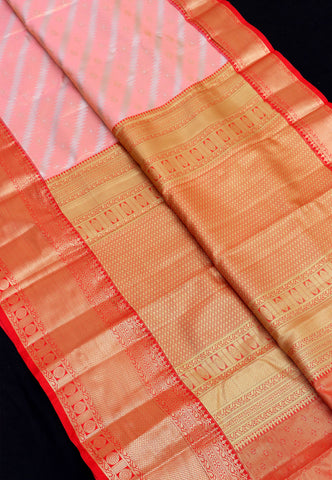 Handlooms Bridal Saree with Stripes and with Temple Border-(SA-481)