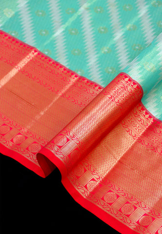 Handlooms Bridal Saree with Stripes and with Temple Border-(SA-478)