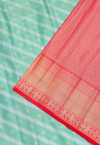 Handlooms Bridal Saree with Stripes and with Temple Border-(SA-478)