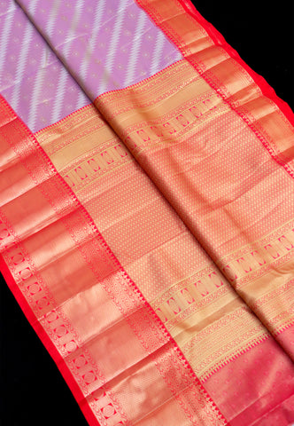 Handlooms Bridal Saree with Stripes and with Temple Border-(SA-479)