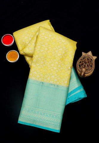 Handlooms Bridal Saree with Stripes and with Temple Border-(SA-484)